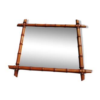 Miroir ancien en bambou 63x43cm