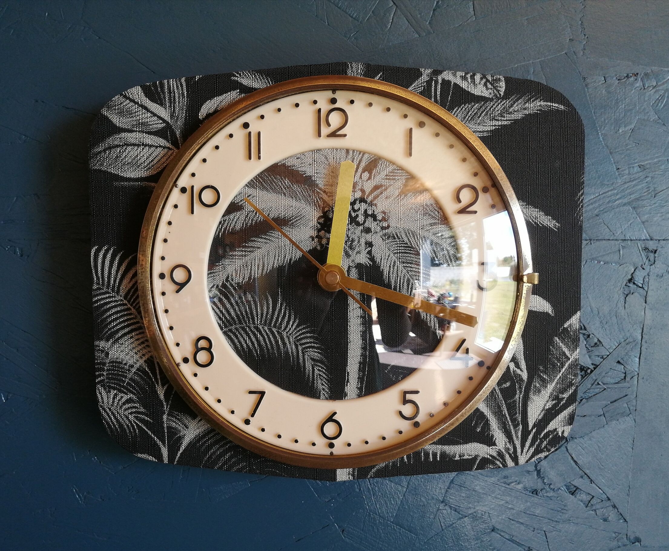 Vintage clock rectangular silent wall clock "palm tree"