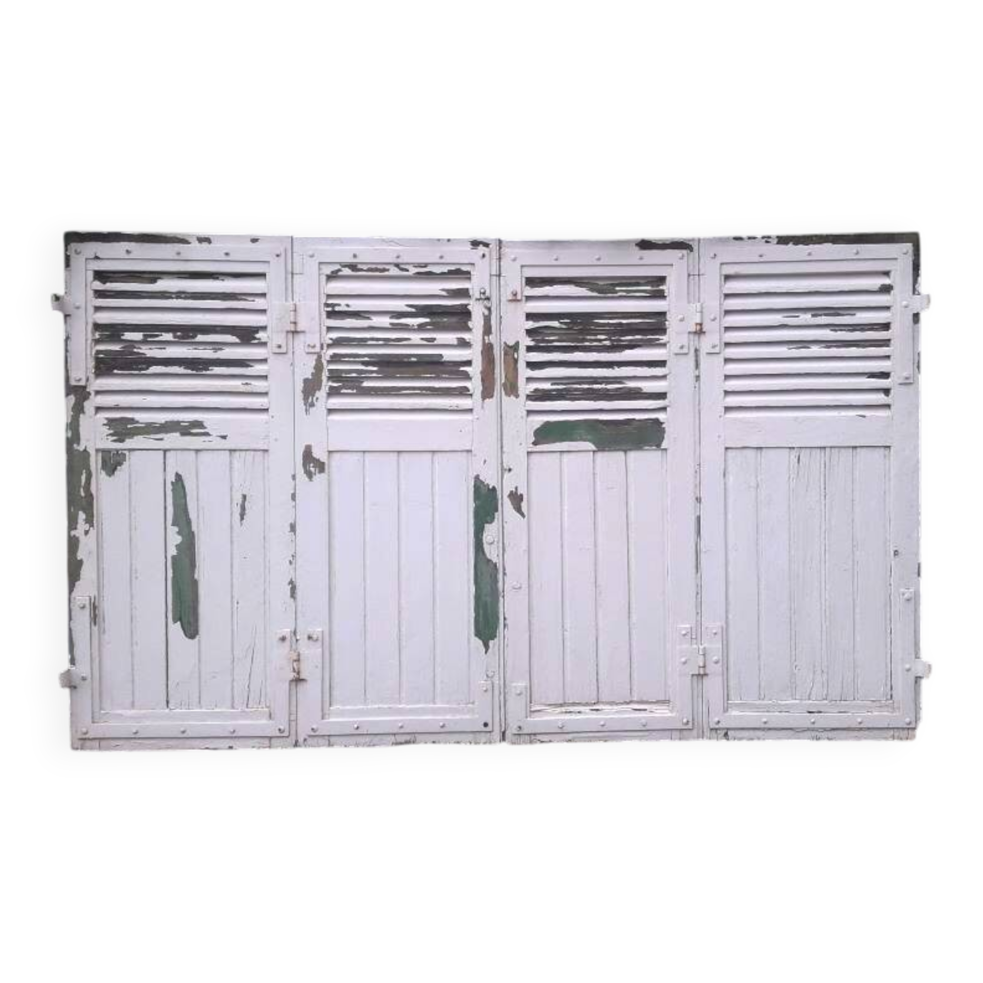 Shutters 4 leaves H148xL245cm antique oak pair 1