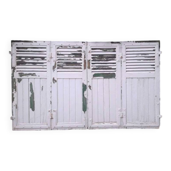 Volets 4 vantaux H148xL245cm persiennes chêne anciens paire 1