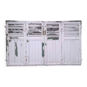 Volets 4 vantaux H148xL245cm persiennes chêne anciens paire 1