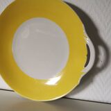 plat de service rond jaune et blanc porcelaine de limoges