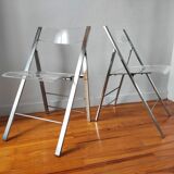 Pair of vintage plexiglass folding chairs 1970