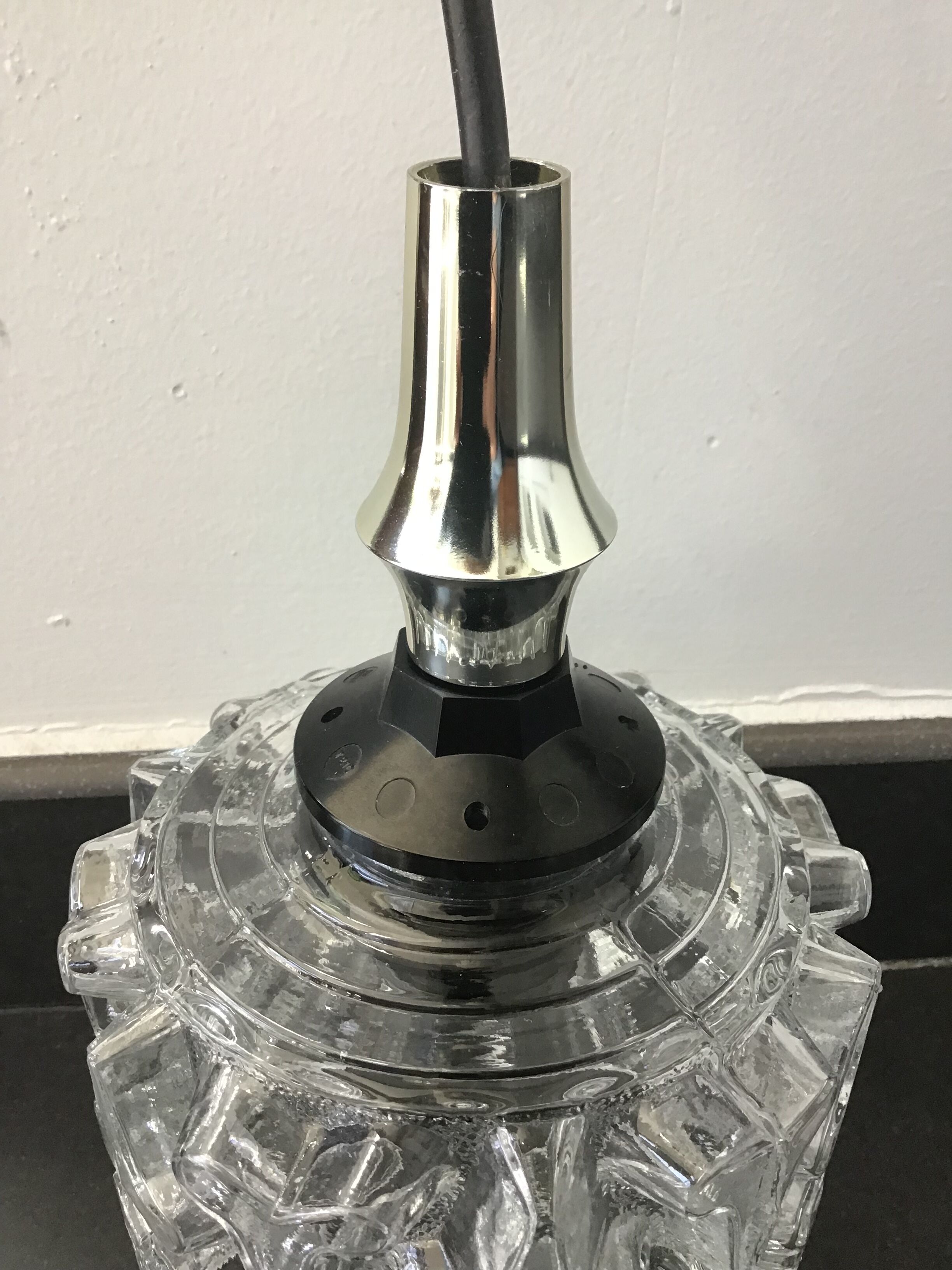 Moulded glass pendant lamp, 70s