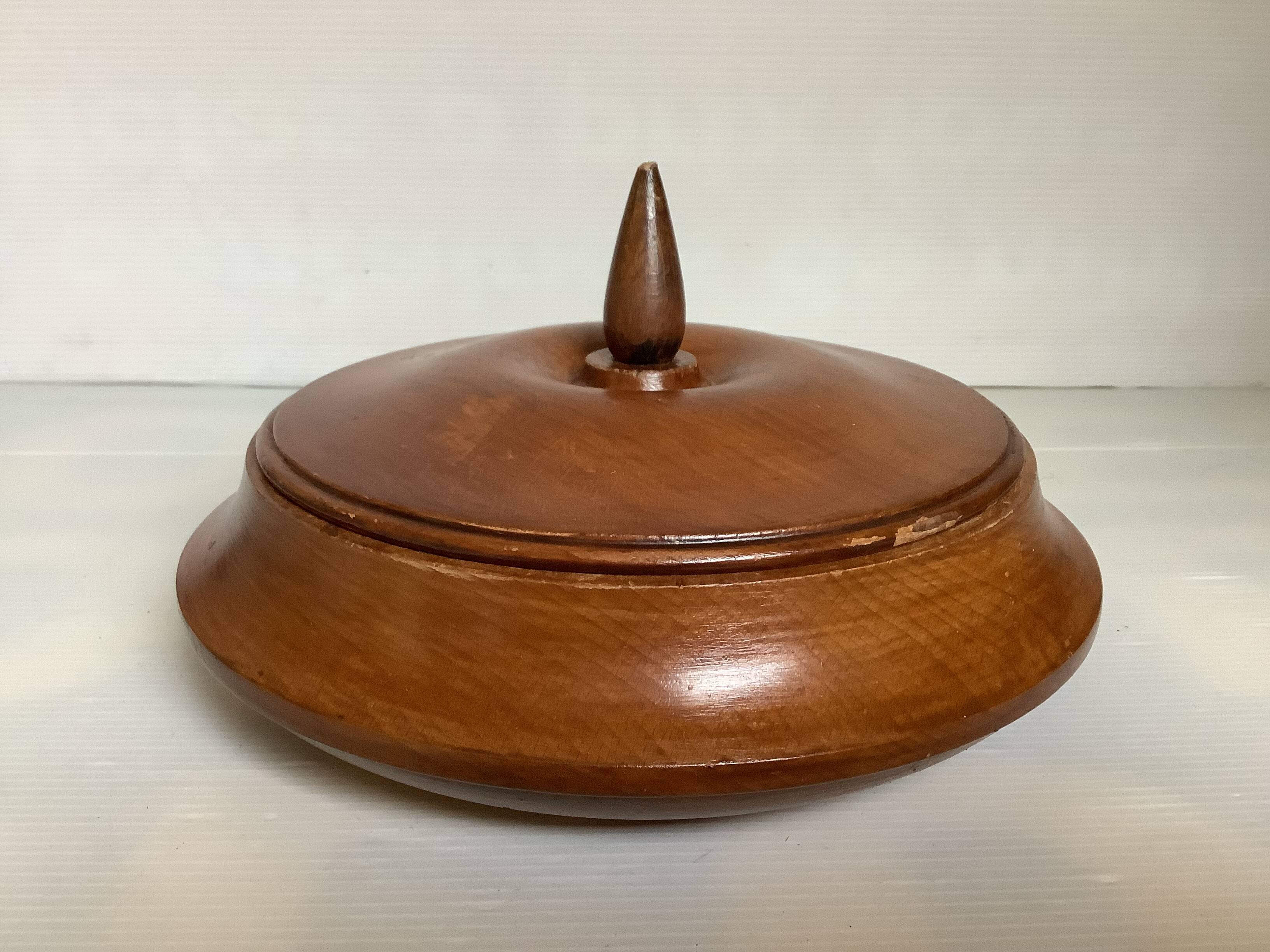 Large Scandinavian wooden box empty pocket