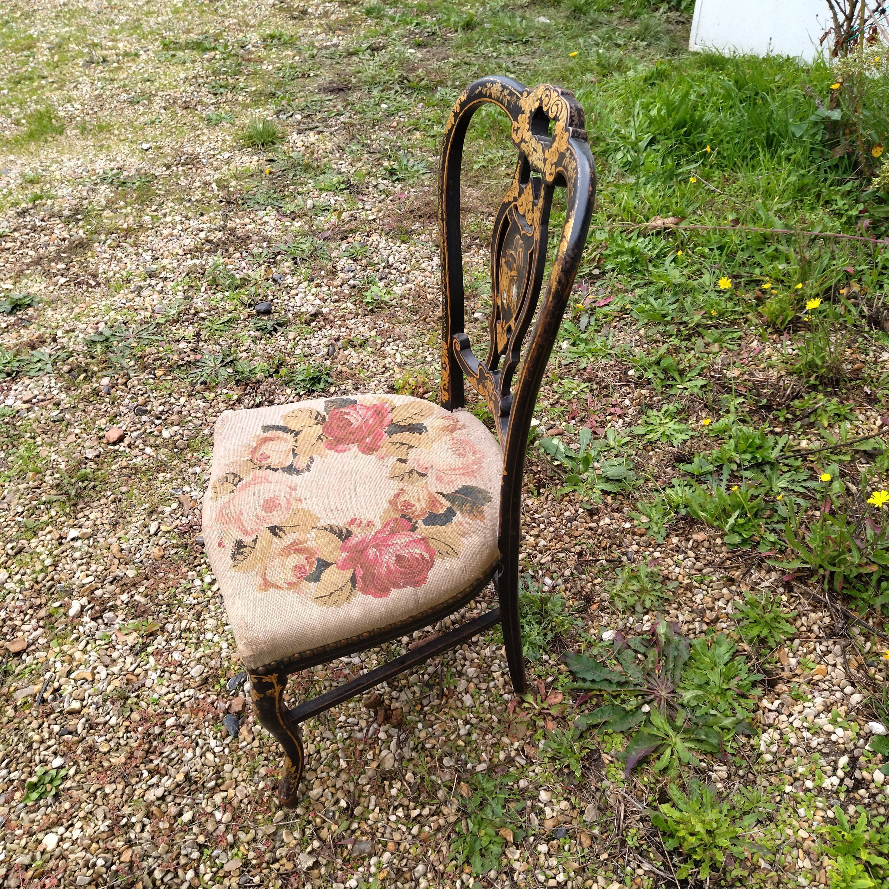 chair Napoleon III gilded wood mother-of-pearl XIXth