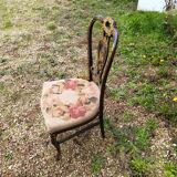 Chaise Napoléon III bois doré nacre XIXe