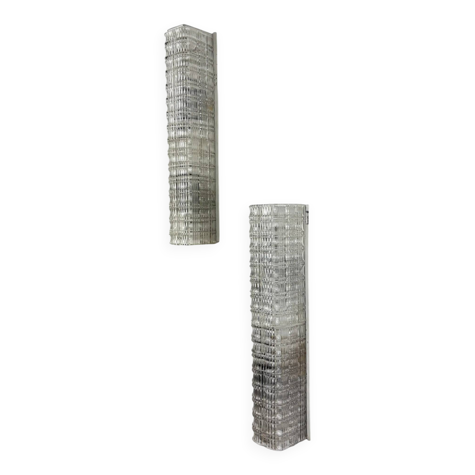 Pair of Lucite tube wall sconces by Geru Leuchten, frosted effect, Germany 1970s