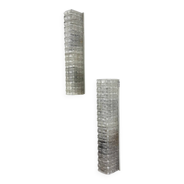Pair of Lucite tube wall sconces by Geru Leuchten, frosted effect, Germany 1970s