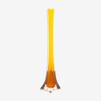 Yellow glass vase, poland, 1970s