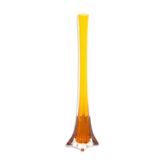 Yellow glass vase, poland, 1970s
