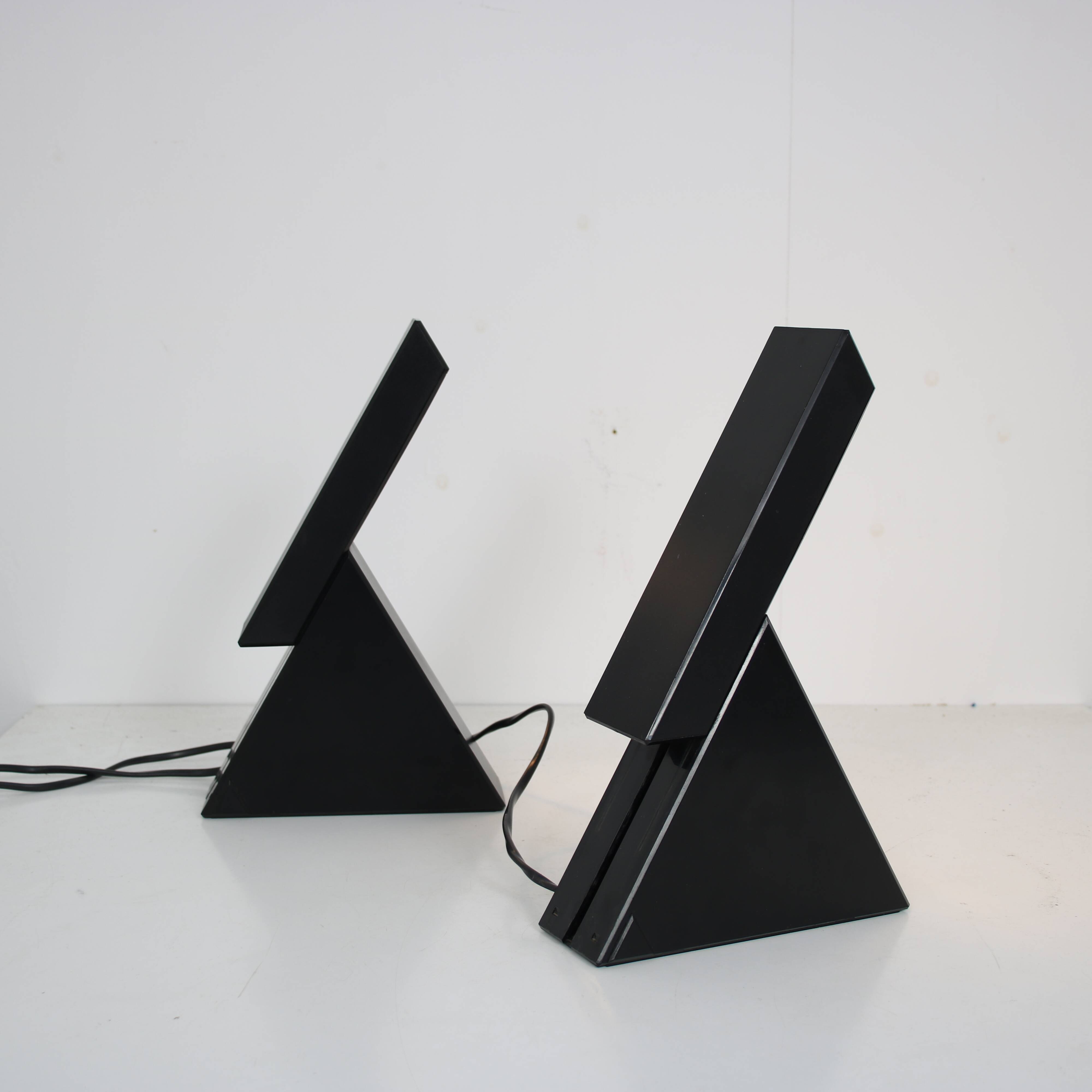 1980s Pair of “Delta” table lamps by Mario Bertorella for JM RDM, Italy