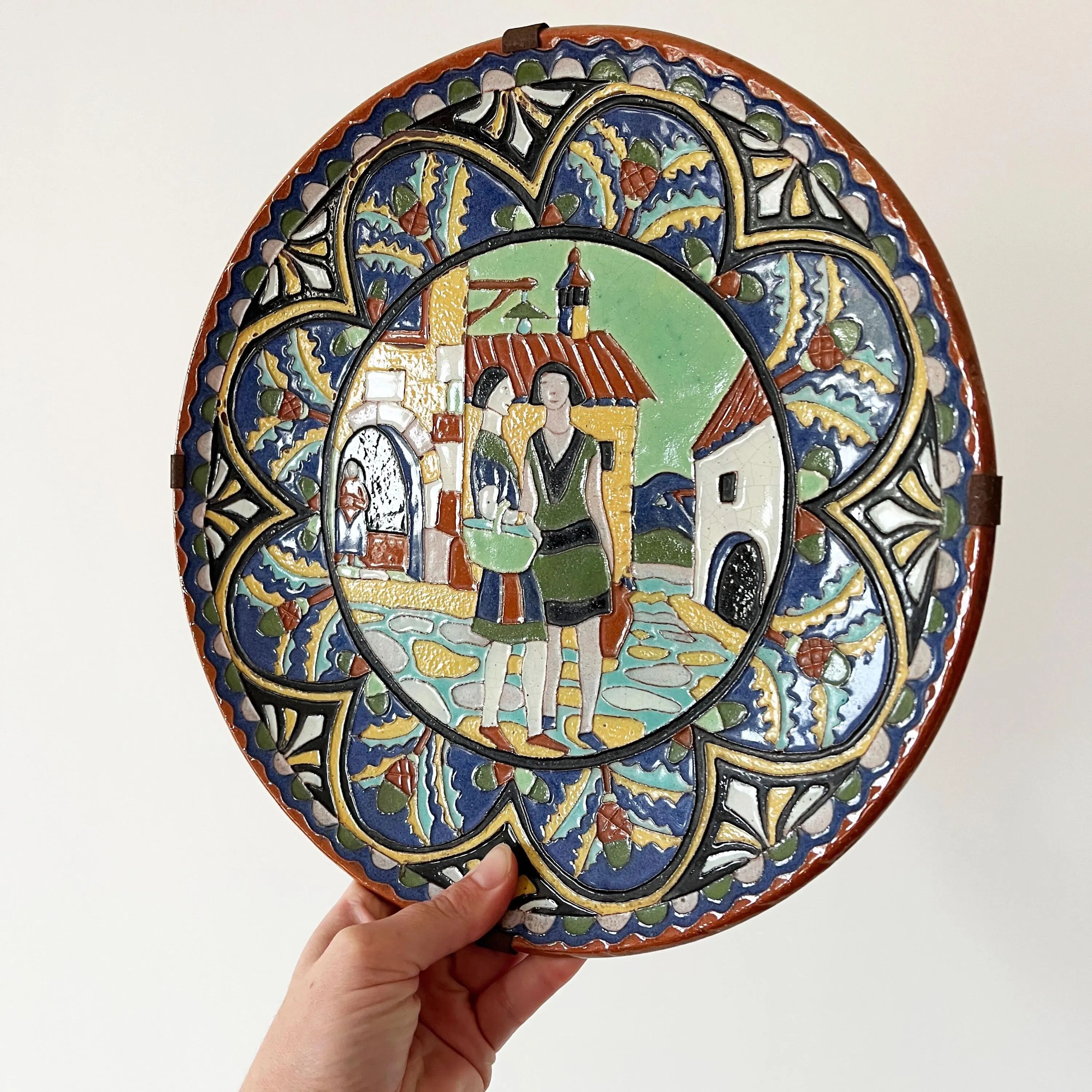 Large glazed terracotta dish