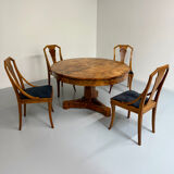 Set of 4 walnut/burl wood chairs, Art Nouveau, early 20th century