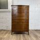 Curved face chest of drawers 7 drawers Scandinavian vintage lacquered walnut, 60s