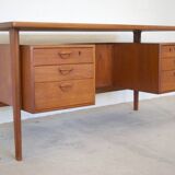 FM60 Executive Desk in Teak by Kai Kristiansen for Feldballes Møbelfabrik, 1960s