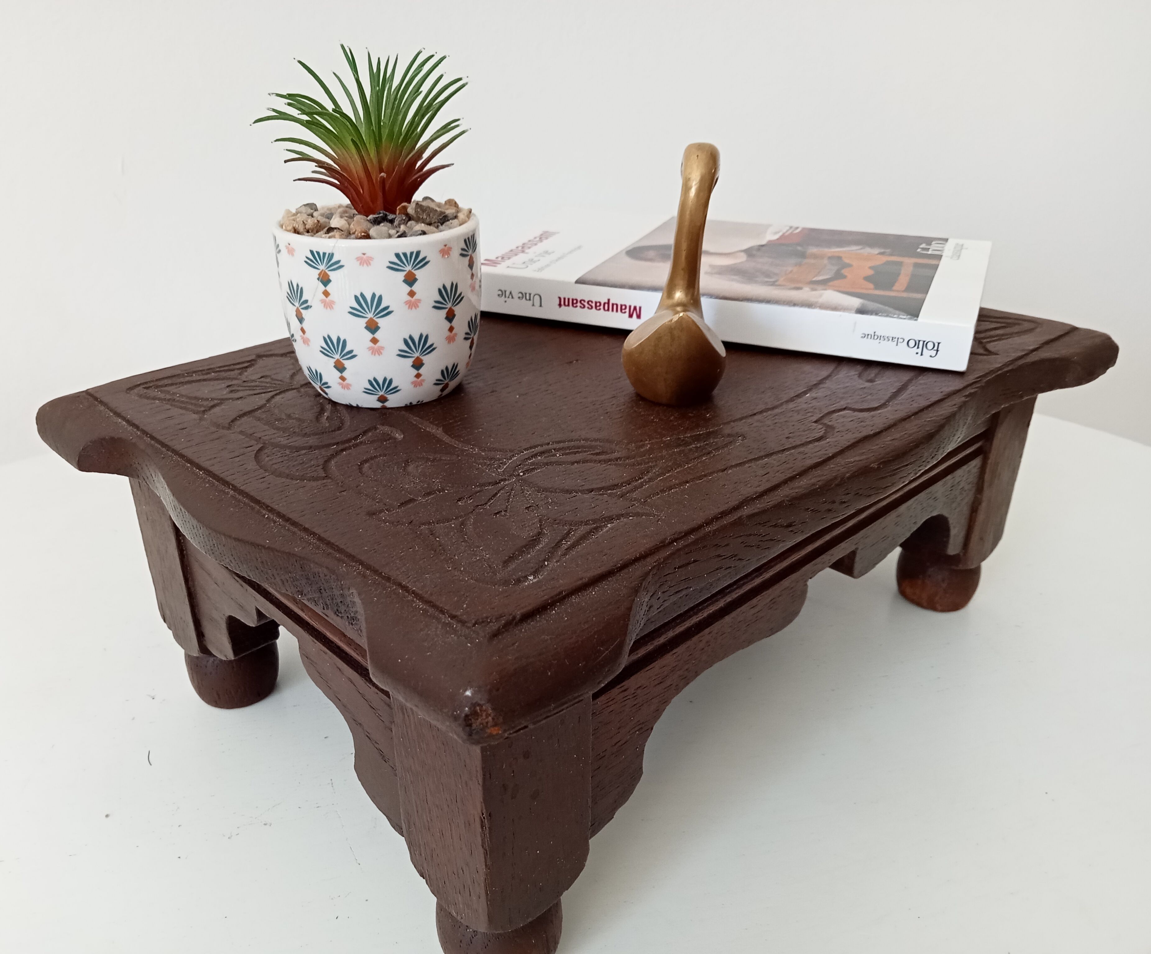 Antique carved wooden stool