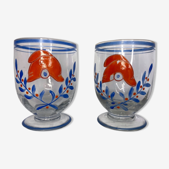 Deux verres à pied bonnet phrygien jean luce années 1930