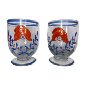 Two glasses on foot phrygian cap jean luce 1930s
