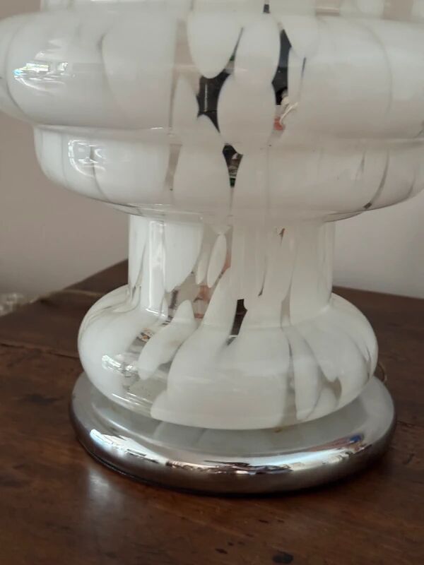 Lampe de table en verre de Murano blanche par Carlo Nason pour Mazzega, Italie, années 1970