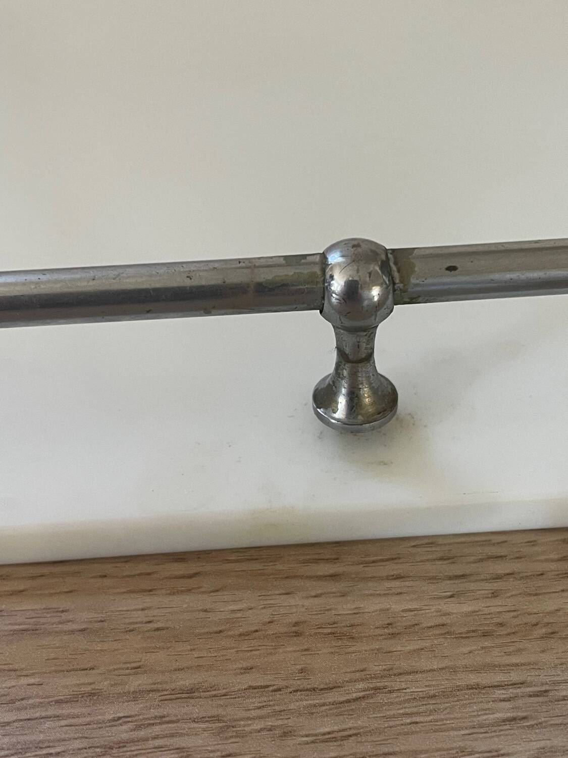 White glass and chrome wall shelf 60cm