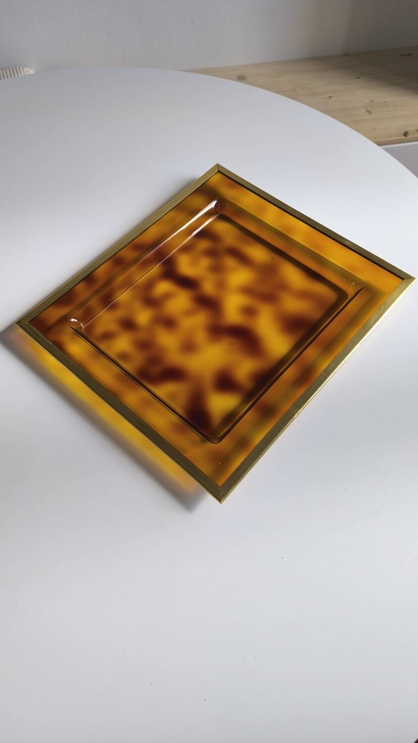 Lucite and gold metal tray by Christian Dior