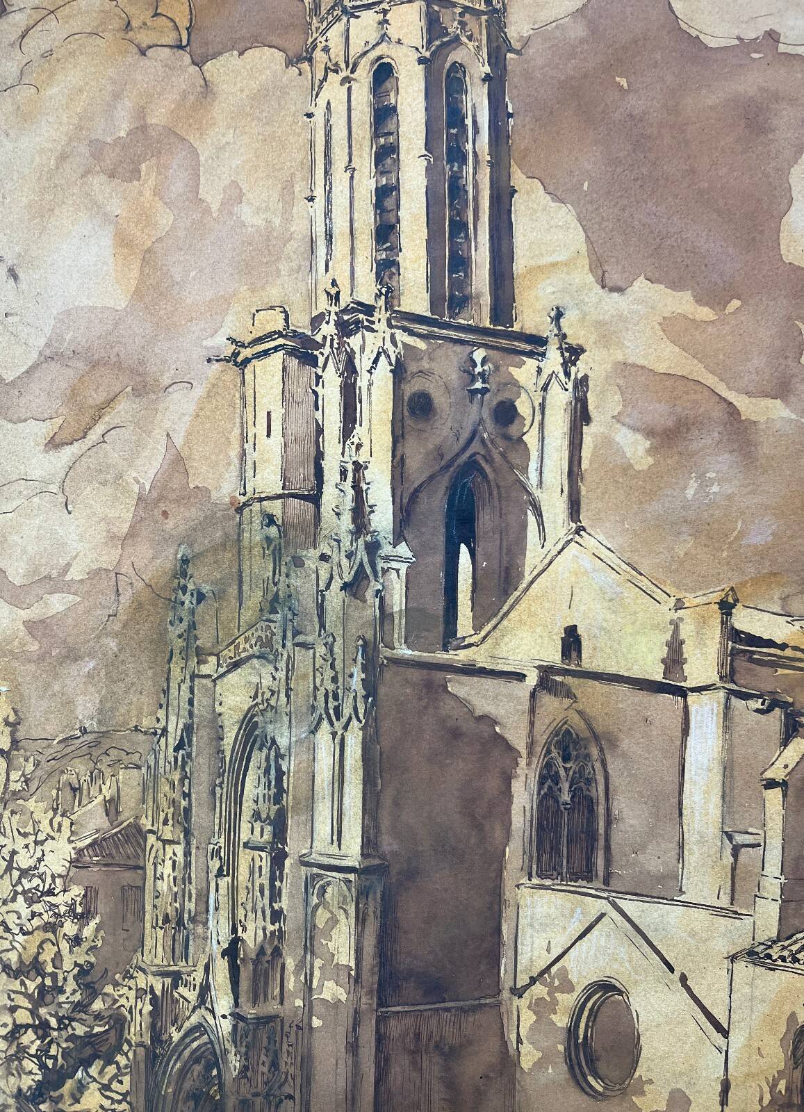 Table study wash Aix attr. Ed. Pannetier (1884-1965) architecture