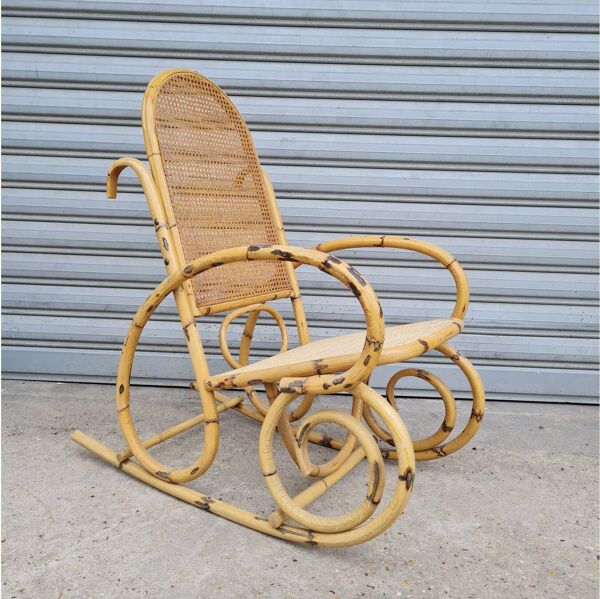Rocking-chair chair en rotin