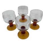 Set of 4 amber stem glasses