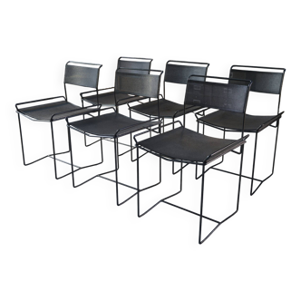 Set of 6 perforated steel chairs, 20th century design