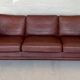 Mid century vintage danish mogens hansen 3 person sofa in burgundy leather