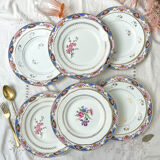 Set of 6 porcelain plates and 6 small mismatched vintage plates ~ Dinner service for 6 people ~