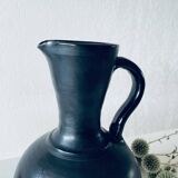 Black glazed stoneware pitcher