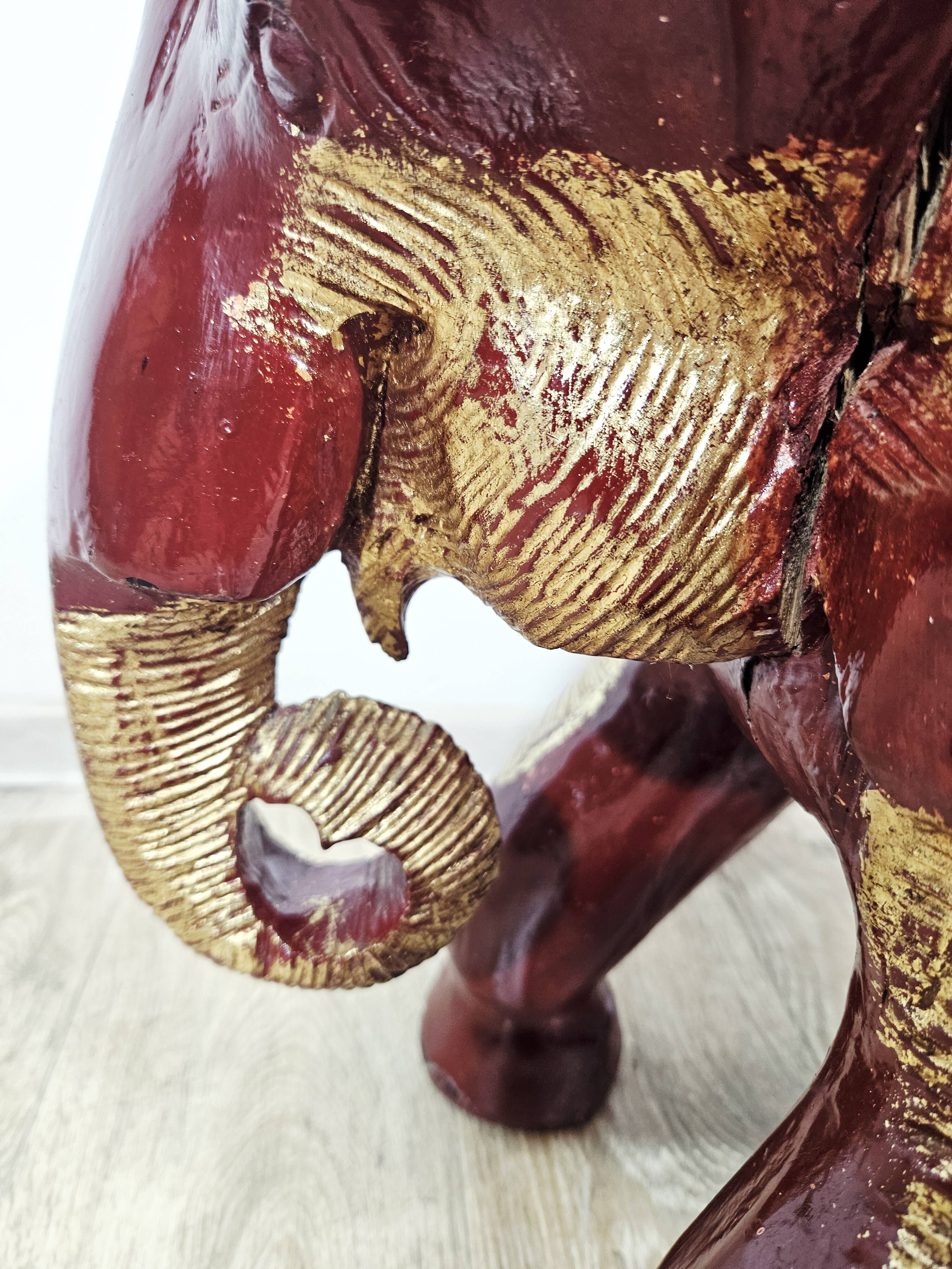 Antique elephant xl side stool / 19th century / unique boho chic piece.
