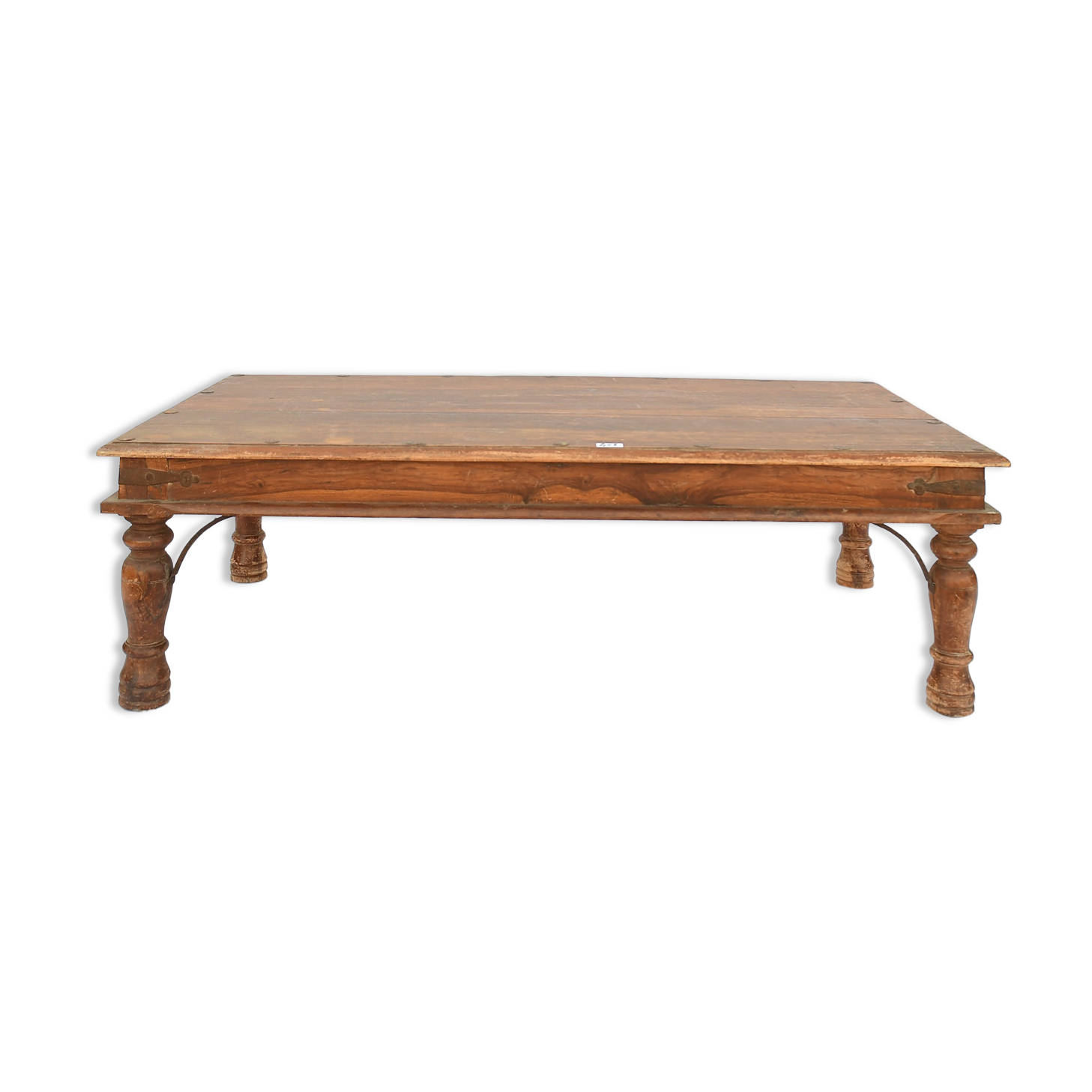 Coffee table in natural wood and wrought iron