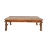 Coffee table in natural wood and wrought iron