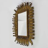 Old rectangular oak leaf mirror in gilded metal Spain 60 70
