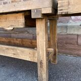 Industrial table Carpenter's workbench in natural raw wood vintage bohemian