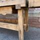 Industrial table Carpenter's workbench in natural raw wood vintage bohemian