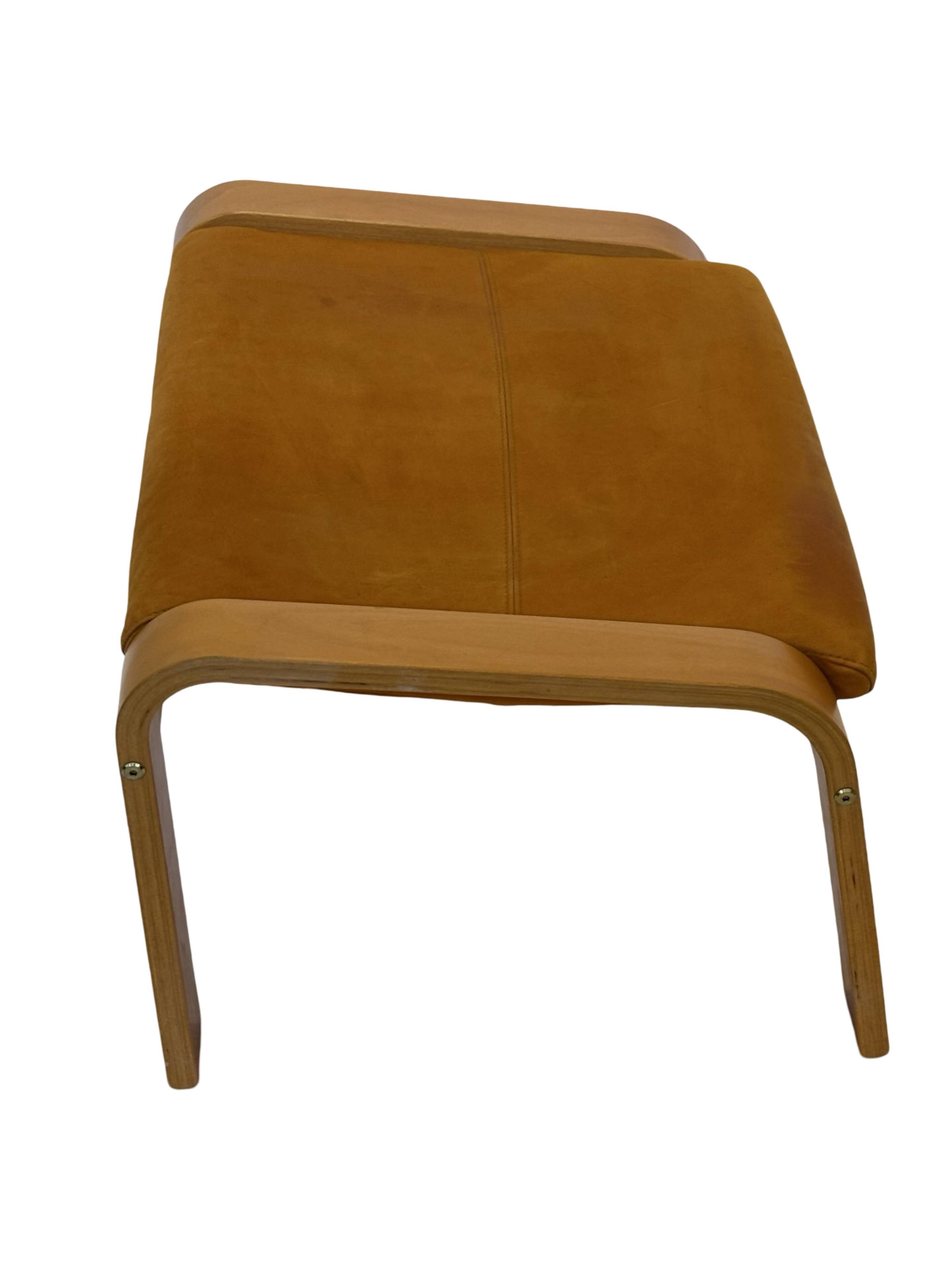 Vintage ikea poang tan leather cantilever footstool ottoman design