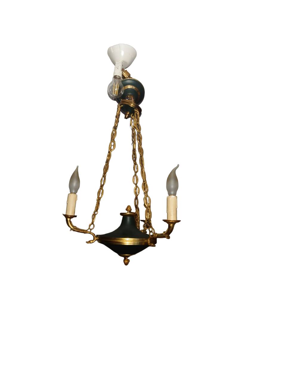 3-branched empire chandelier in bronze
