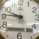 Vintage clock - Vedette france - date- formica- bulging glass- 1960's