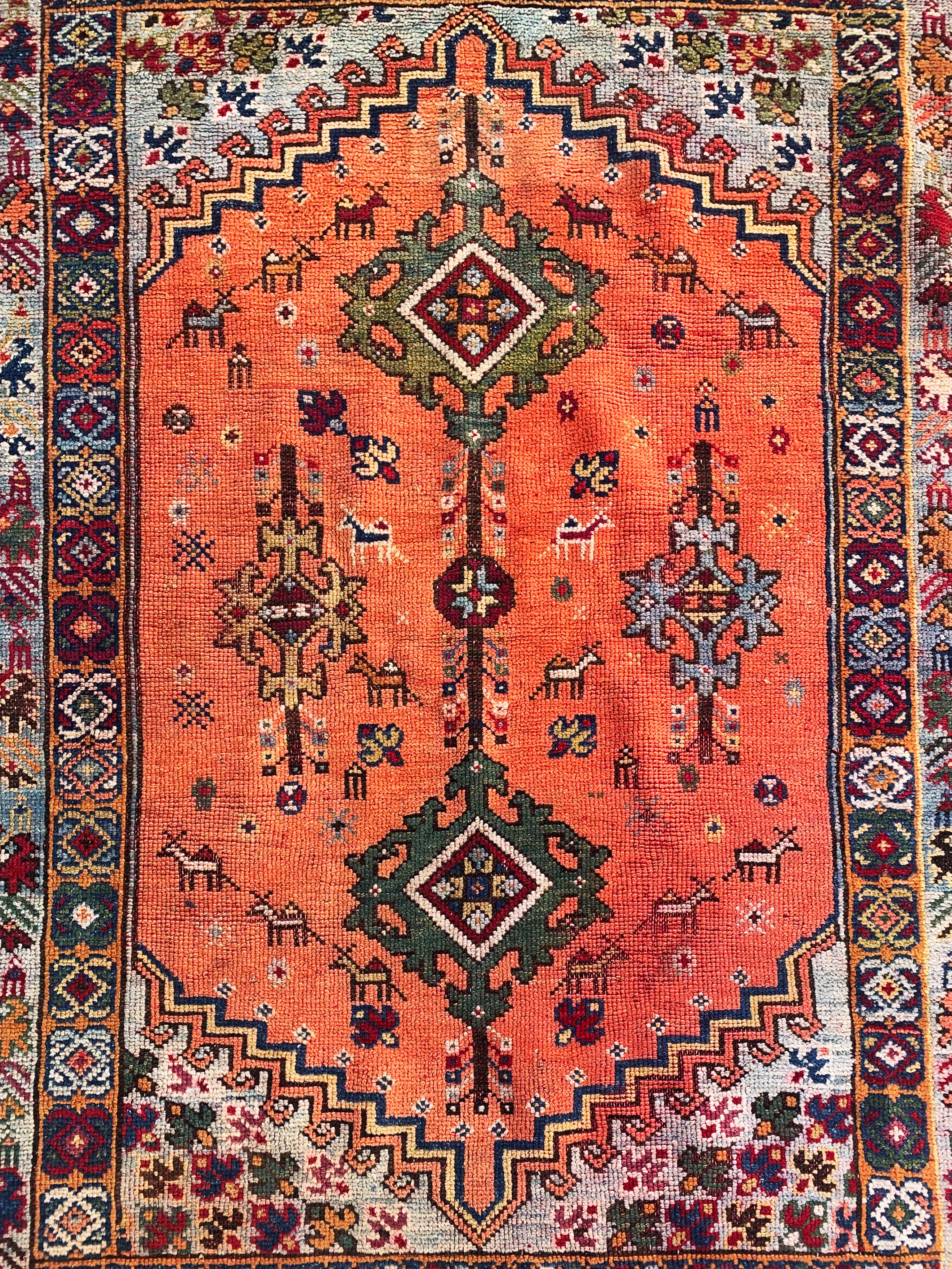 Handmade multicolored antique rug - 238cm x 175cm