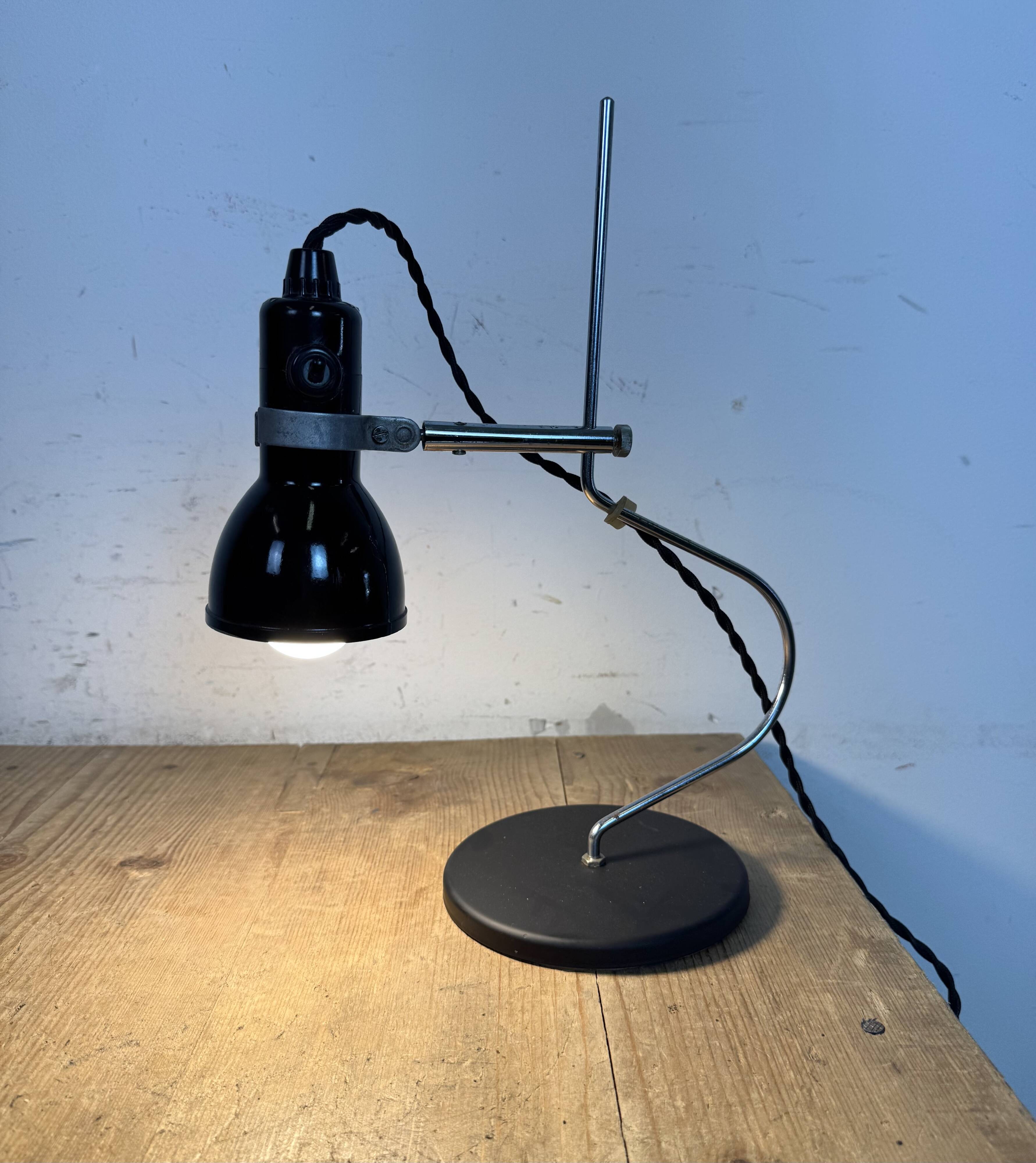 Vintage Black Bakelite Table Lamp , 1970s