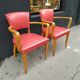 Pair of red vintage bridge armchairs