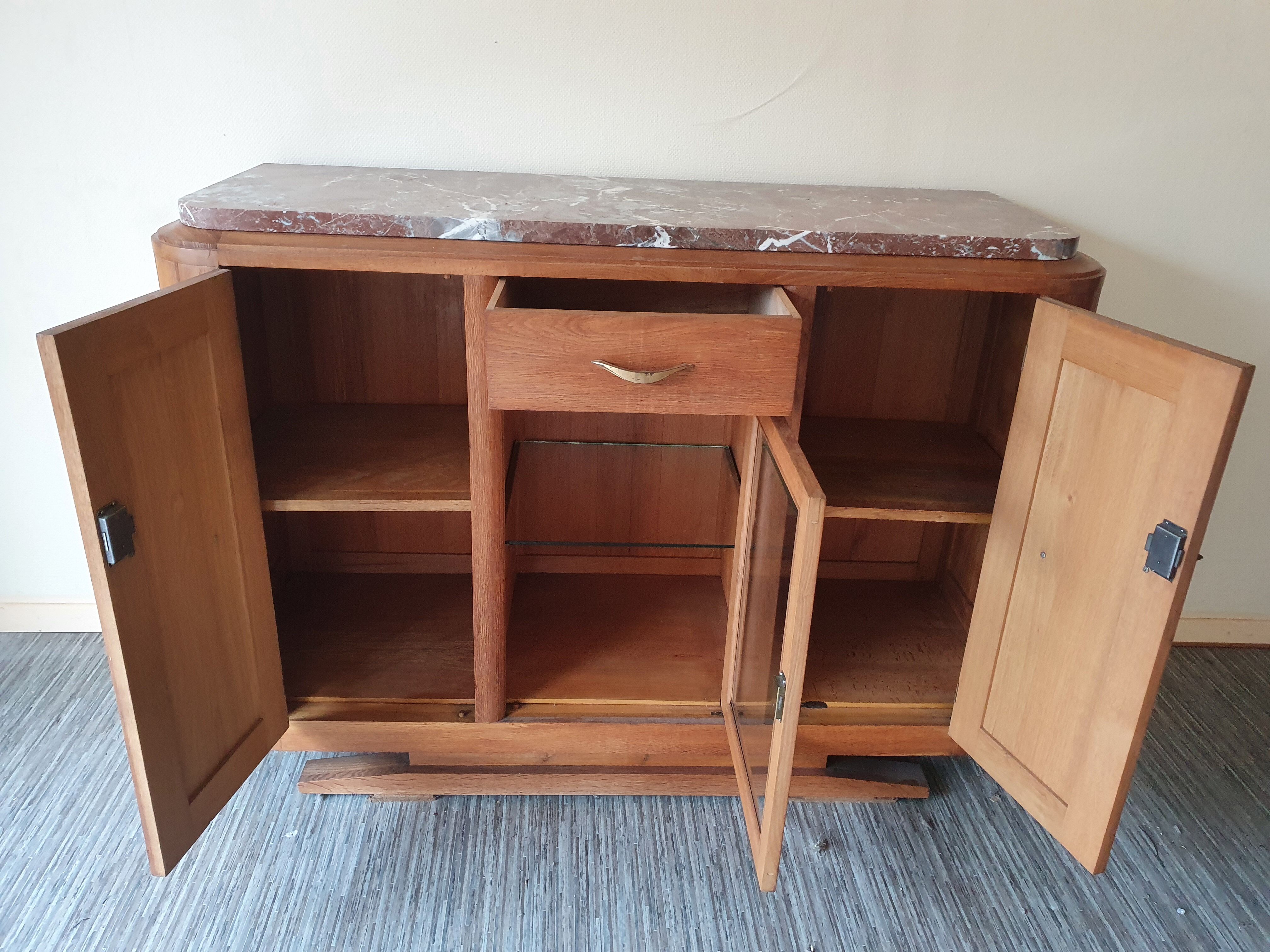 Sideboard oak 3 doors + top MARBLE