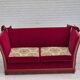 1970s, Danish drop arm "Spanish" sofa, original condition, cherry red furniture velour.