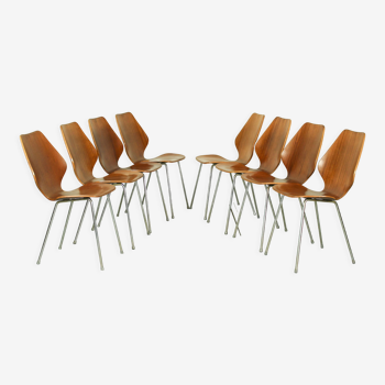 Set of 8 dining chairs by Herbert Hirche, Jofy Stalmobler, Denmark 1950s
