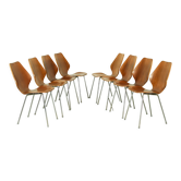 Set of 8 dining chairs by Herbert Hirche, Jofy Stalmobler, Denmark 1950s