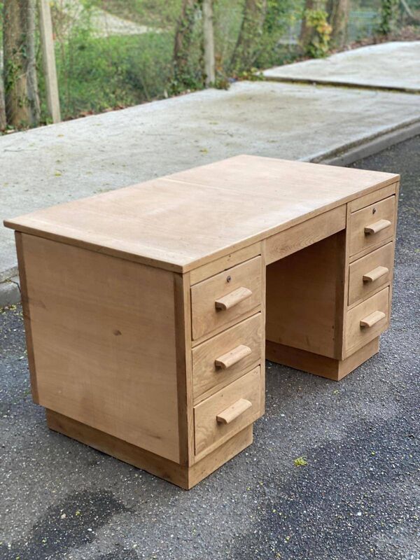 Bureau administratif extensible rénové en chêne du XIXème 130cm
